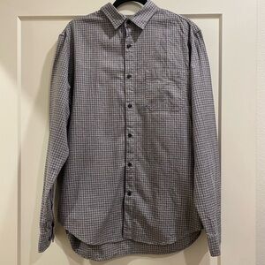 Banana Republic Men's Black and Gray Plaid Shirt